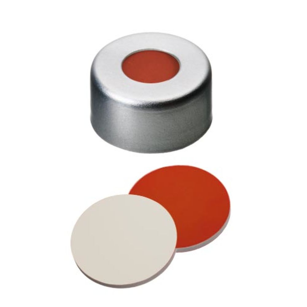 Crimp Cap (Clear lacquered) 11 mm, RedRubber/PTFE Septa