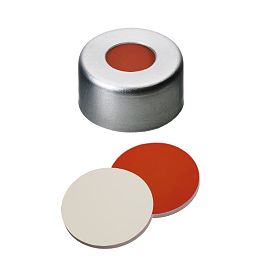 Crimp Cap (Clear lacquered) 11 mm, RedRubber/PTFE Septa