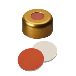 Crimp Cap (Gold lacquered) 11 mm, RedRubber/PTFE Septa