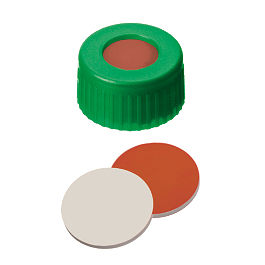 Screw Cap (Green) 9 mm, RedRubber/PTFE Septa