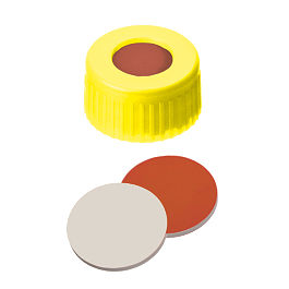 Screw Cap (Yellow) 9 mm, RedRubber/PTFE Septa