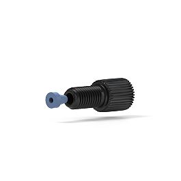 Delrin/Tefzel Fitting Flangeless Flat-Bottom - 1/4-28 1/16 in Black/Blue