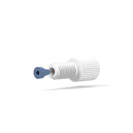 Delrin/Tefzel Fitting Flangeless Flat-Bottom - 1/4-28 1/16 in White/Blue