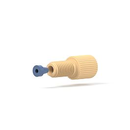 Delrin/Tefzel Fitting Flangeless Flat-Bottom - 1/4-28 1/16 in Cream/Blue
