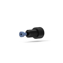Delrin/Tefzel Fitting Flangeless Flat-Bottom - 1/4-28 1/16 in Black/Blue
