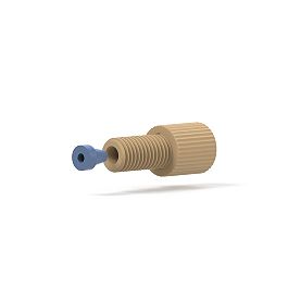 Delrin/Tefzel Fitting Flangeless Flat-Bottom - 1/4-28 1/16 in Natural/Blue