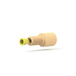 Delrin/Tefzel Fitting Flangeless Flat-Bottom - 1/4-28 1/8 in Cream/Yellow
