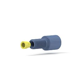 Delrin/Tefzel Fitting Flangeless Flat-Bottom - 1/4-28 1/8 in Blue/Yellow