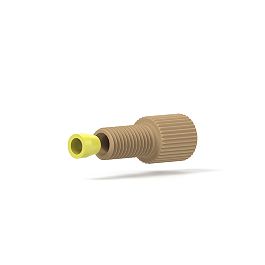 PEEK/Tefzel Fitting Flangeless Flat-Bottom - 1/4-28 1/8 in Natural/Yellow