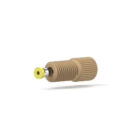 PEEK/Tefzel Nut Super Flangeless Flat-Bottom - 5/16-24 1/16 in Natural/Yellow