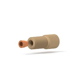 PEEK/Tefzel Fitting Super Flangeless Flat-Bottom - 5/16-24 3.0 mm Natural/Orange