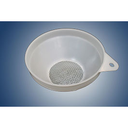 Sieve white PE-HD for funnel w. ball valve