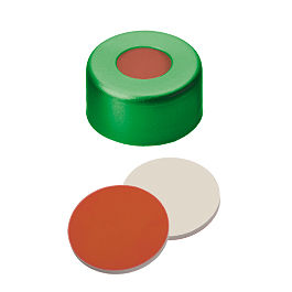 Crimp Cap (Green lacquered) 11 mm, RedRubber/PTFE Septa