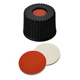 Screw Cap (Black) 8 mm, RedRubber/PTFE Septa