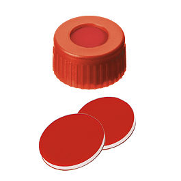 Screw Cap (Red) 9 mm, PTFE/Silicone/PTFE Septa