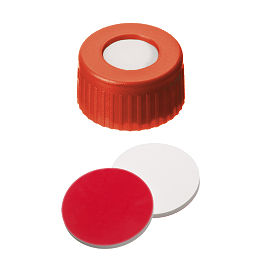 Screw Cap (Red) 9 mm, Silicone/PTFE Septa