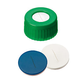 Screw Cap (Green) 9 mm, Silicone/PTFE Septa