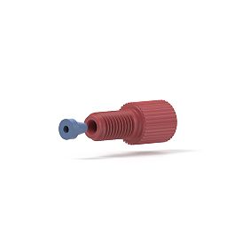 Delrin/Tefzel Fitting Flangeless Flat-Bottom - 1/4-28 1/16 in Red/Blue