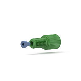 Delrin/Tefzel Fitting Flangeless Flat-Bottom - 1/4-28 1/16 in Green/Blue