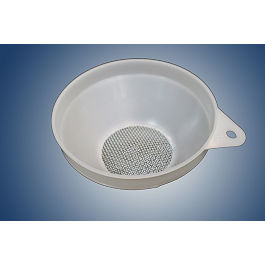Sieve white PE-HD for funnel w. ball valve